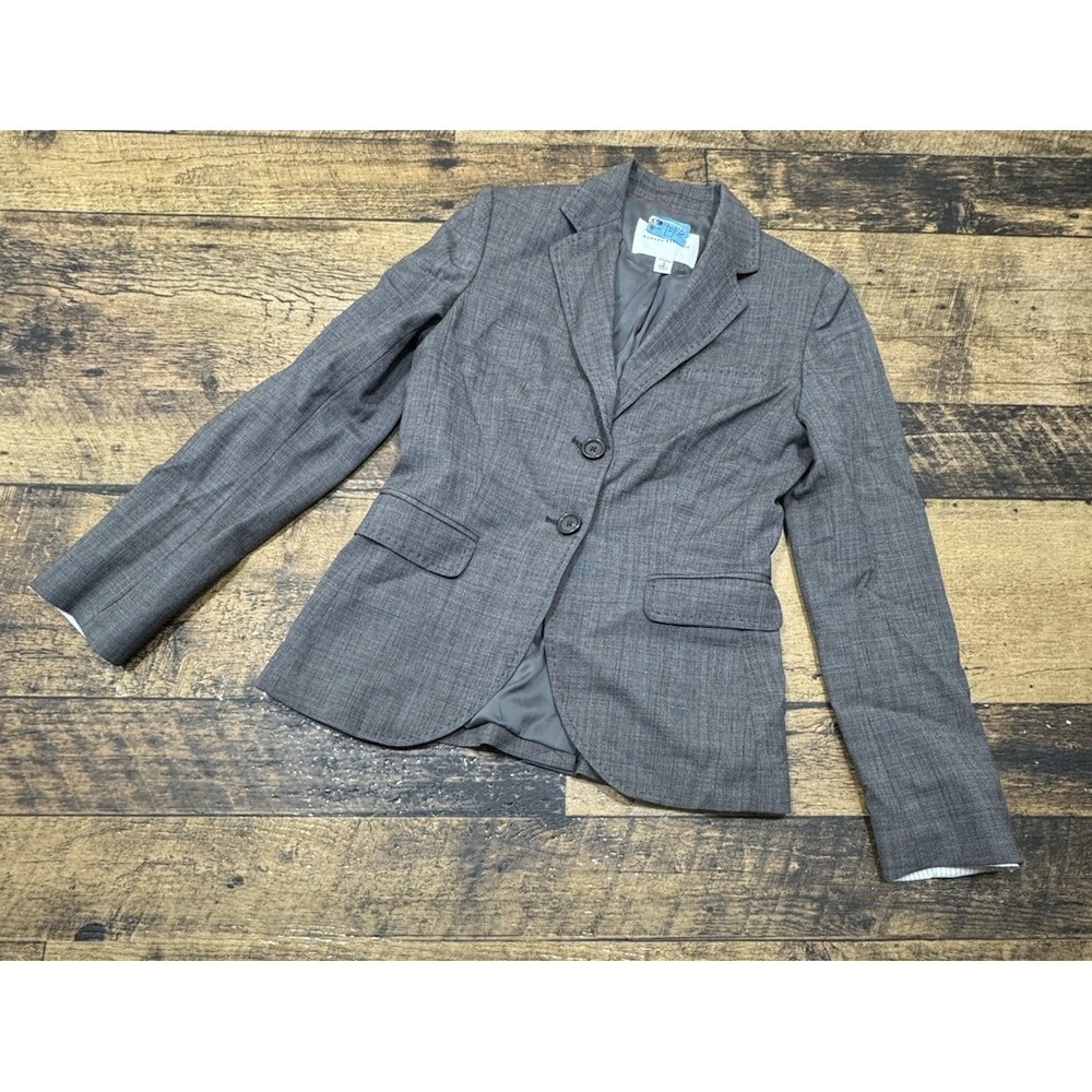 Banana Republic Women's Size‎ 0 Two Button Blazer Gray Long Sleeve Wool Blend